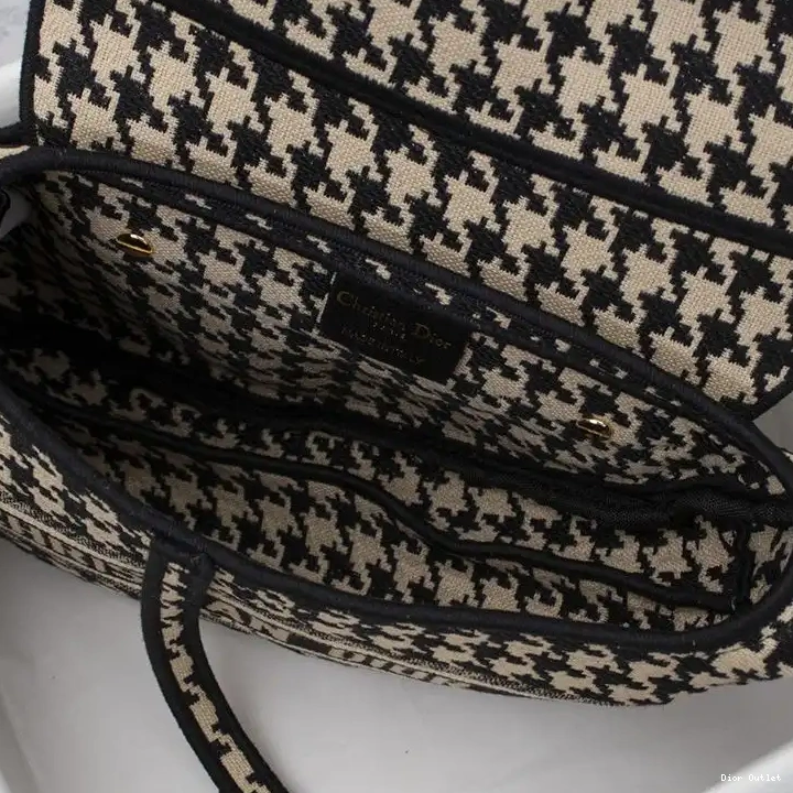 Dior Outlet Dior Saddle Christian Canvas Motif Black Bag Houndstooth 0507